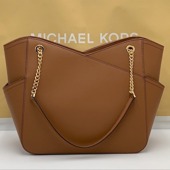 MICHAEL KORS LARGE X CHAIN LOGO SHOULDER BAG BROWN - Picture 3 of 16